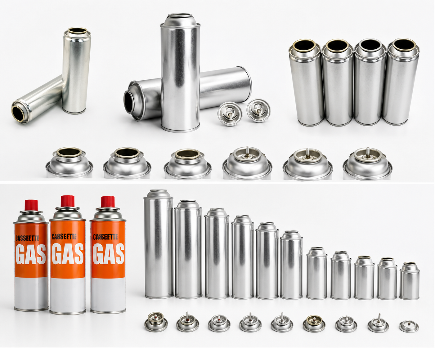 Custom pressurized can bodies, gas cartridges and valve options