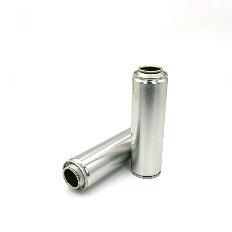 Two unprinted slim metal can bodies